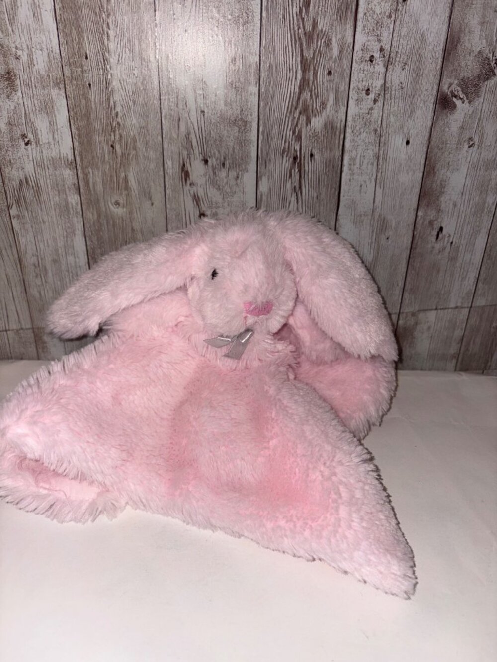 Okie Dokie Pink Plush Bunny Rabbit Security Blanket Baby Soft Lovey Fluffy Ears